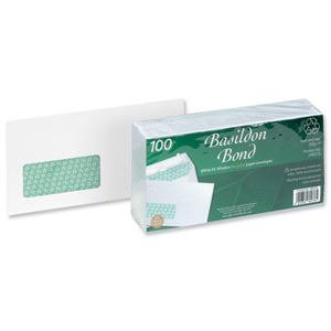 Basildon Bond Envelopes Recycled Wallet Window Peel and Seal 100gsm DL White Ref D80276 [Pack 100] Ident: 117D