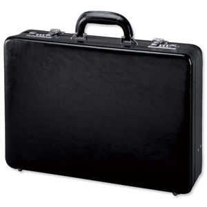 Alassio Attache Case Leather 3x A4 Compartments Expandable by 20mm Black Ref 41033 Ident: 767H