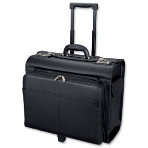 Alassio San Remo Trolley Pilot Case Multi-section 2 Combination Locks Leather-look Black Ref 45030 Ident: 766E