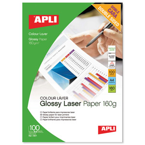 Apli Laser Paper Glossy Double-sided 160gsm A4 Ref 11817 [100 Sheets]