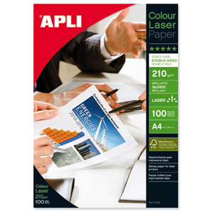 Apli Laser Paper Glossy Double-sided 210gsm A4 Ref 11833 [100 Sheets] Ident: 784F