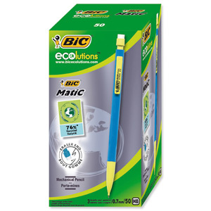 Bic Matic Ecolution Mechanical Pencil with 3 x HB 0.7mm Lead Ref 8877191 [Pack 50] Ident: 101F