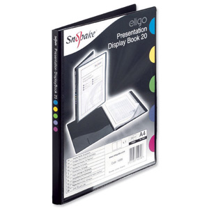 Professional Presentation Display Book Polypropylene 20 Backed Pockets A4 Black Ident: 298E