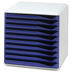 Form Set Filing Unit with 10 Drawers A4 Blue and Grey Ident: 330D