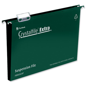 Rexel Crystalfile Extra Suspension File Polypropylene 50mm Foolscap Green Ref 3000112 [Pack 25] Ident: 211C