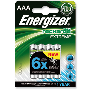 Energizer Battery Rechargeable Advanced NiMH Capacity 800mAh LR03 1.2V AAA Ref 627948 [Pack 4] Ident: 646A