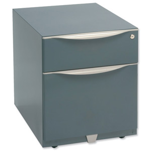 Trexus Sonix Filing Pedestal Steel Low Under-desk 2 Drawer Foolscap W420xD564xH495mm Grey Ident: 437A