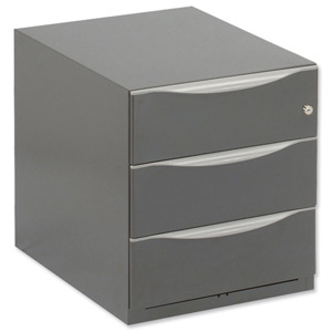 Trexus Sonix Pedestal Steel Low Under-desk 3 Drawer W420xD564xH495mm Grey