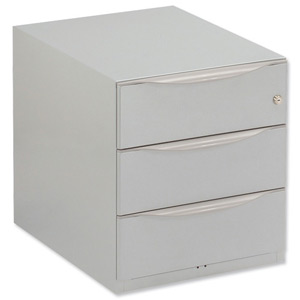 Trexus Sonix Pedestal Steel Low Under-desk 3 Drawer W420xD564xH495mm Silver Ident: 437A