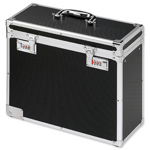 Personal Filing Case Robust Lockable A4 Black and Chrome