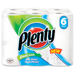 Plenty Kitchen Roll 2-Ply Average 60 Sheets of 229x228mm Ref VSCAVKR [Pack 6] Ident: 604E