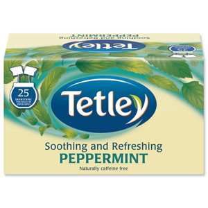Tetley Peppermint Tea Bags Finest European-sourced Individually-wrapped Ref 1286B [Pack 25]