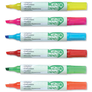 Ecolabel Highlighter with Water-based Ink Chisel Tip Assorted Ref 268782 [Wallet 6]