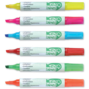 Ecolabel Highlighter with Water-based Ink Chisel Tip Assorted Ref 268782 [Wallet 6] Ident: 98E