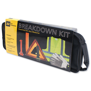 AA Breakdown Kit Visibility Vest Sign Gloves Torch and Car Hammer Seatbelt Cutter Ref 5060114610750 Ident: 531B