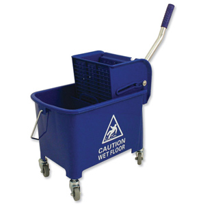 Mop Bucket Mobile Colour Coded with Handle 4 Castors 20 Litre Blue Ident: 579E