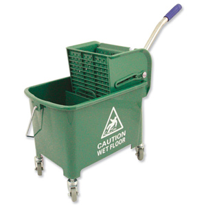 Mop Bucket Mobile Colour Coded with Handle 4 Castors 20 Litre Green Ident: 579E