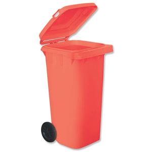 Wheelie Bin High Density Polythene with Rear Wheels 120 Litre Red