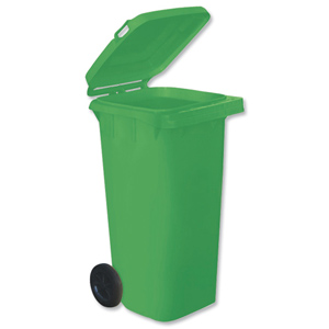 Wheelie Bin High Density Polythene with Rear Wheels 120 Litre Green Ident: 517F