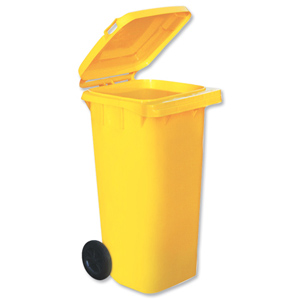 Wheelie Bin High Density Polythene with Rear Wheels 120 Litre Yellow Ident: 517F