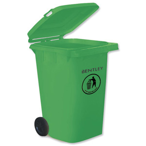 Wheelie Bin High Density Polythene with Rear Wheels 240 Litre Green