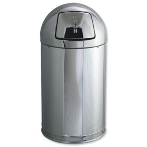 Rubbermaid EasyPush Bin Fire-safe Self-closing 56 Litres D381xH915mm Stainless Steel Ref R1536SSSGL Ident: 521D