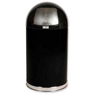 Rubbermaid EasyPush Bin Fire-safe Self-closing 56 Litres W381xH915mm Black Ref R1536EGLBK