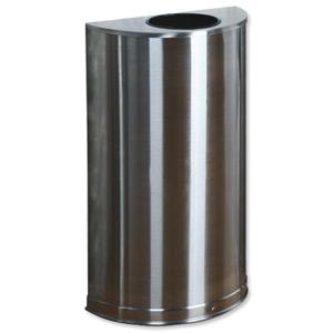Rubbermaid Half Round Bin Fire-safe Self-closing 34 Litres W458xD229xH813mm Stainless Steel Ref S012SSSPL Ident: 521E