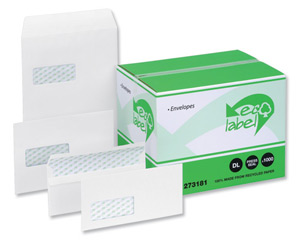 Ecolabel Envelopes Recycled Wallet with Window Press Seal 90gsm C4 White Ref 273254 [Pack 250] Ident: 119F