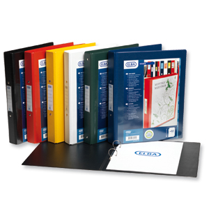Elba Vision Ring Binder PVC Clear Front Pocket 4 O-Ring Size 25mm A4 Assorted Ref 100082456 [Pack 10] Ident: 218A