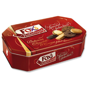 Foxs Fabulously Special Biscuits Chocolate or Cream Filling 11 Varieties Tin 730g Ref A07547 Ident: 620D