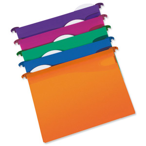 Rexel Multifile Extra Suspension File Polypropylene V-base 15mm A4 Assorted Ref 2102571 [Pack 10]