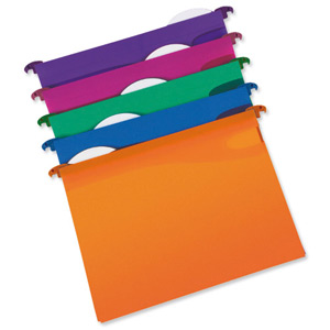 Rexel Multifile Extra Suspension File Polypropylene Base W30mm Foolscap Assorted Ref 2102574 [Pack 10] Ident: 211B