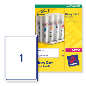 Avery Heavy Duty Labels Inkjet 1 per Sheet 210x297mm White Ref J4775-10 [10 Labels]