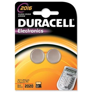 Duracell DL2016 Battery Lithium for Camera Calculator or Pager 3V Ref 75072666 [Pack 2]