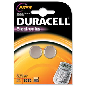 Duracell DL2025 Battery Lithium for Camera Calculator or Pager 3V Ref 75072667 [Pack 2]
