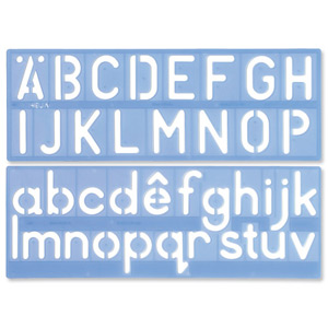 Helix Stencil Set of Letters Numbers and /p Symbols 50mm Upper And Lower Case 4-piece Ref H57010