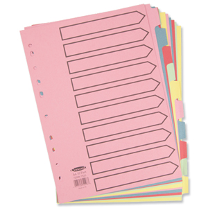 Concord Subject Dividers 230 Micron 10-Part Printed A4 Assorted Ref 72098/PJ20 Ident: 244F