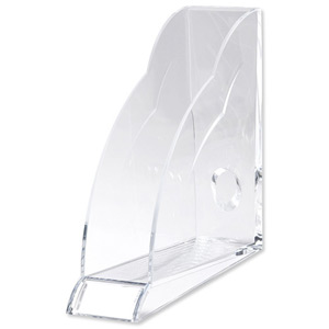 Rexel Nimbus Magazine Rack Robust Acrylic with Front Indexing Tab A4 Clear Ref 2101499 Ident: 322B