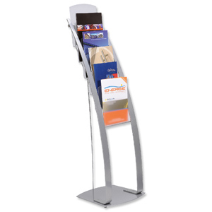 Literature Display Floor Stand 6 x A4 Pockets Silver Ident: 295B