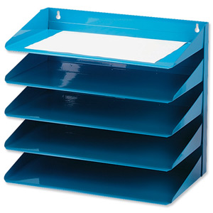 Avery Letter Rack 5-Tier Steel W380xD230xH335mm Blue Ref 605SBLUE Ident: 330B