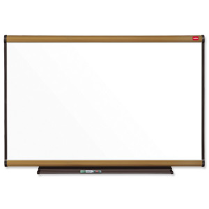 Nobo Prestige Drywipe Board Enamel Magnetic and Fixings Markers Magnets 600x900mm Oak Ref 1902682