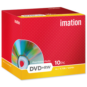 Imation DVD+RW Rewritable Disk Cased 4x Speed 120min 4.7GB Ref i19008 [Pack 10] Ident: 780D