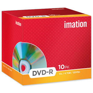 Imation DVD-R Recordable Disk Write-once Cased 16x Speed 120min 4.7GB Ref i21976 [Pack 10]