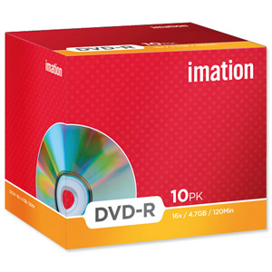 Imation DVD-R Recordable Disk Write-once Cased 16x Speed 120min 4.7GB Ref i21976 [Pack 10] Ident: 780D