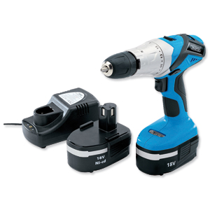 Draper Hammer Drill Cordless 2 Speed 17 Position Torque Control 18V and Charger 230V AC Ref 40765
