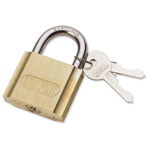 Draper Brass Cylinder Padlock Brass Body and Cylinder Plated Steel Shackle 2 Keys 20mm Ref 60143 Ident: 513F