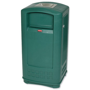 Rubbermaid Landmark Bin Durable Plastic with Ashtray Spring-loaded Doors 189.1 Litre Green Ref 3965-58