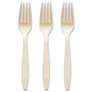 Sseco Cornstarch Fork Bio-degradeable 7inch Ref SCF7 [Pack 50]