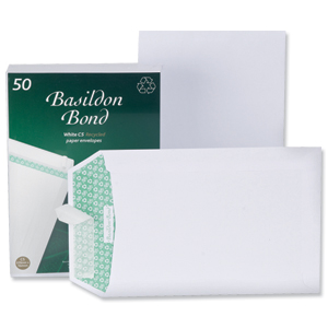 Basildon Bond Envelopes Recycled Pocket Peel and Seal 100gsm C5 White Ref B80277 [Pack 50]